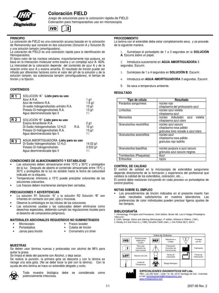Coloración FIELD para Hemoparasitos | PDF | Biología Celular | Biología