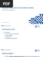 Algorithms and Data Structures: The Next Step in Programming