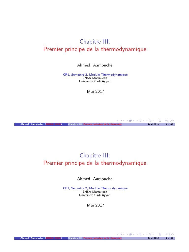Premier principe de la thermodynamique | PDF | Transfert thermique ...