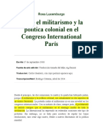 Sobre El Militarismo y La Política Colonial en El Congreso International París