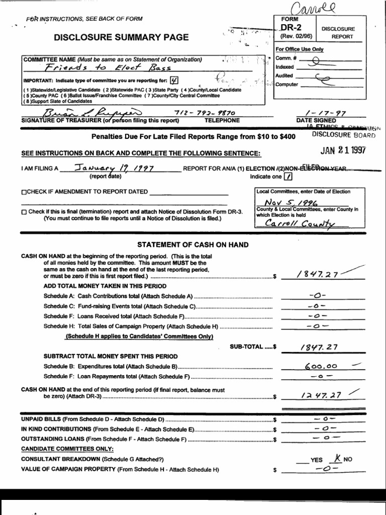 Campaign Disclosure Report Instructions | PDF | Political Communication ...