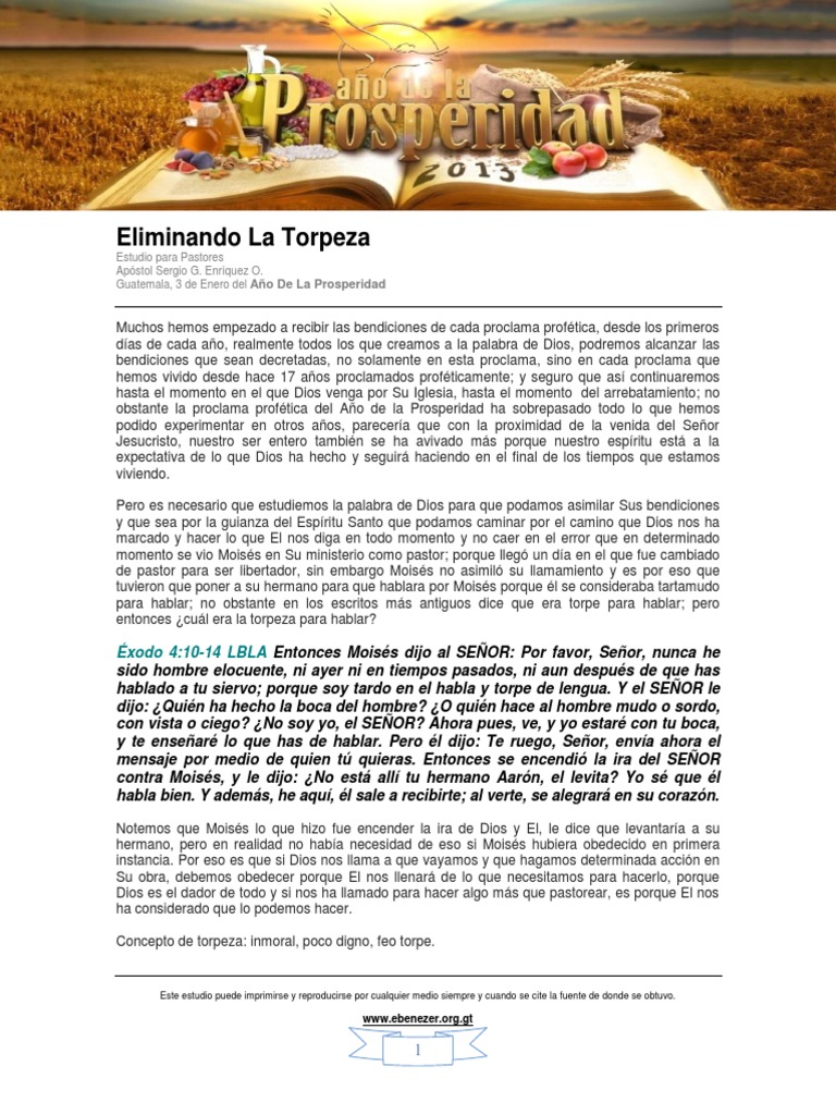Eliminando la Torpeza en el Ministerio | PDF | Moisés | Contenido bíblico