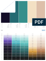 Color palette with 5 shades and their HEX, RGB, HSB and CMYK codes