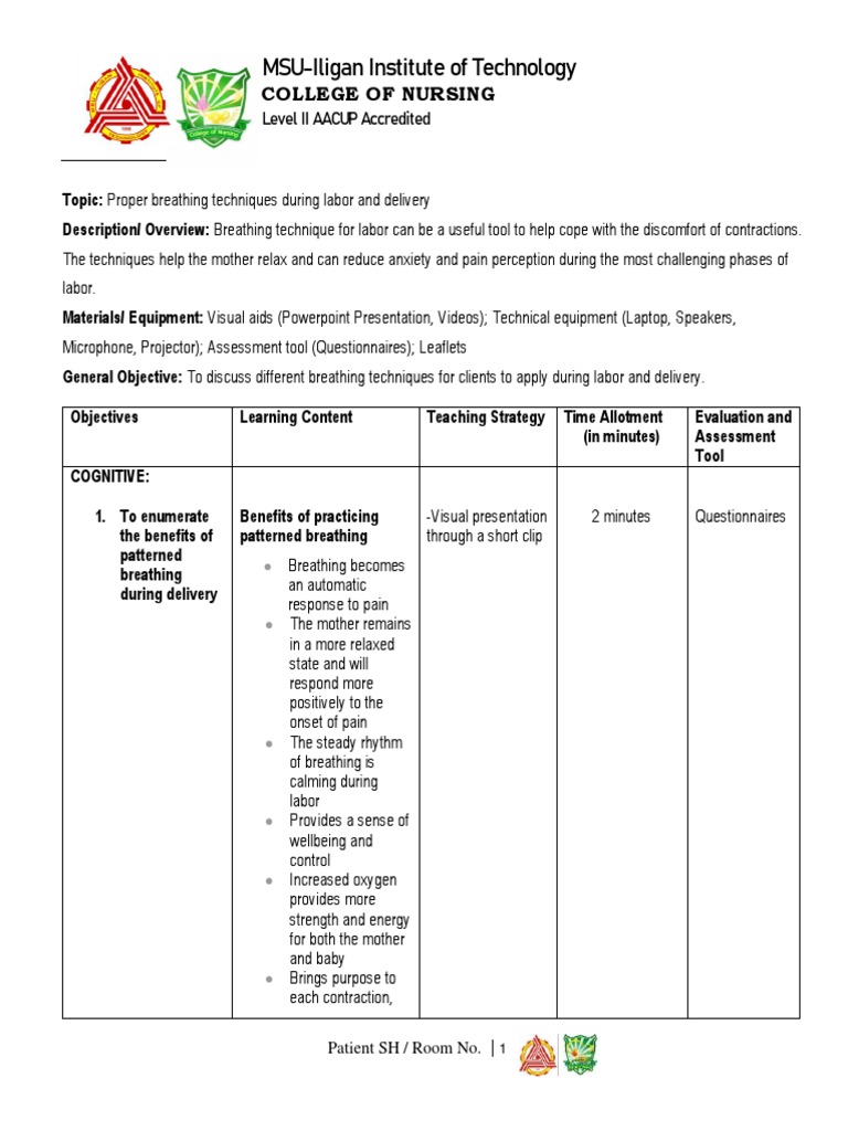 Breathing Techniques - Health Teaching Plan | PDF