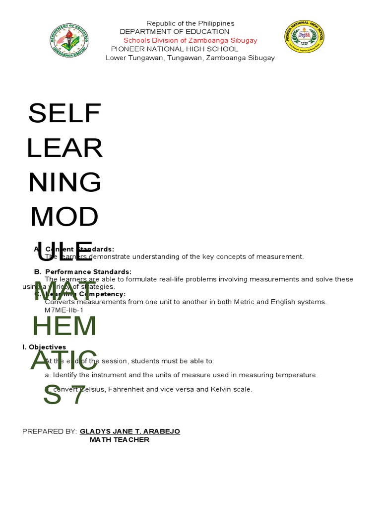 Self Learning Module | PDF | Fahrenheit | Temperature