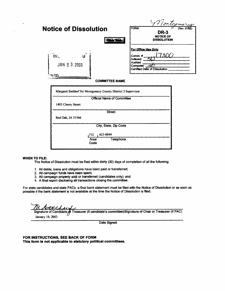 Notice of Dissolution Filing Guide | PDF | Political Action Committee ...