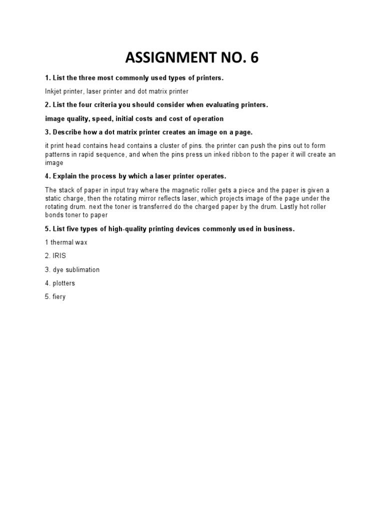 Assignment#6 | PDF | Computers | Technology & Engineering