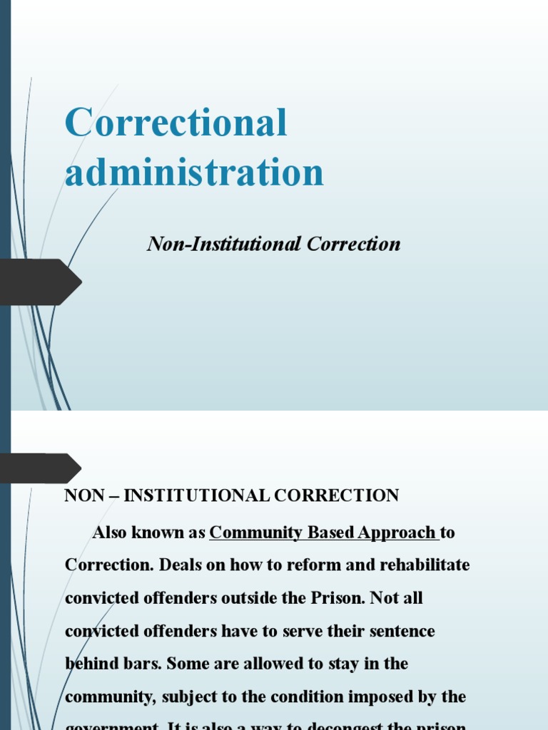 essay about non institutional correction