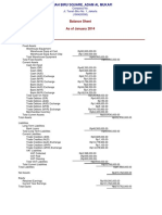 Balance Sheet As of January 2014: Company No. Jl. Tanah Biru No. 1, Jakarta (180420095)