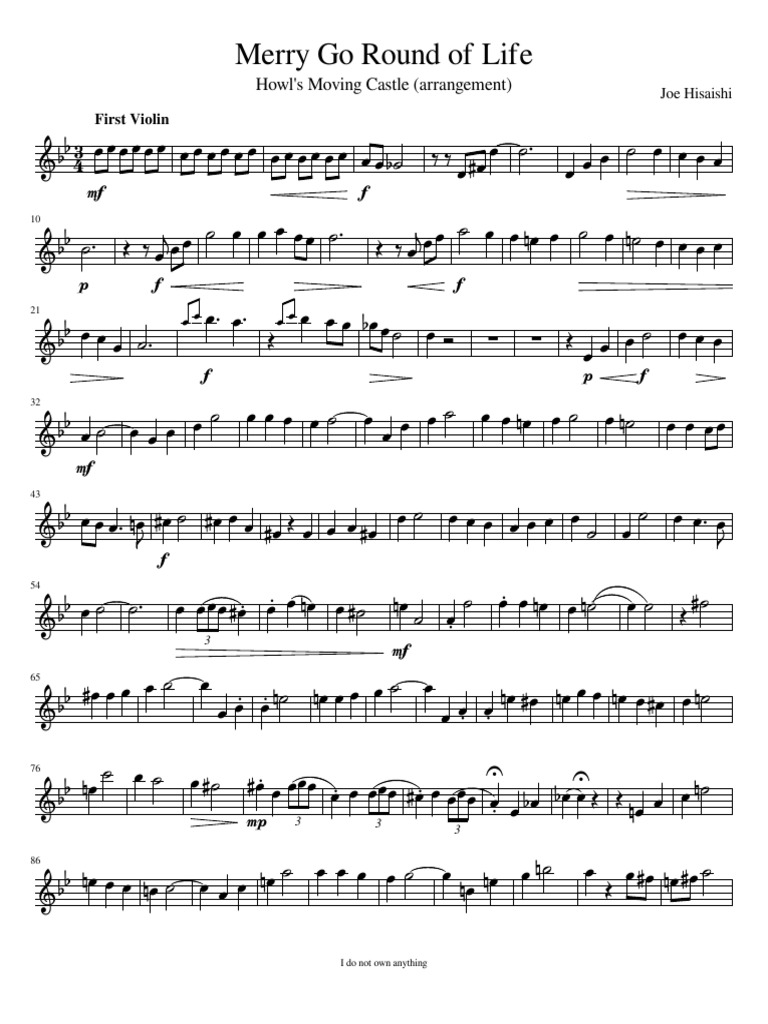 Howls Moving Castle Theme Song Violin