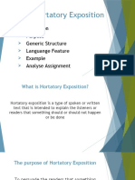 Hortatory Exposition: Purpose Generic Structure Languange Feature Example Analyse Assignment