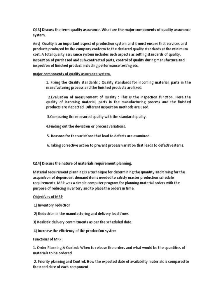 SECTION B Answer 13, 14, 16 | PDF | Operations Management | Quality ...