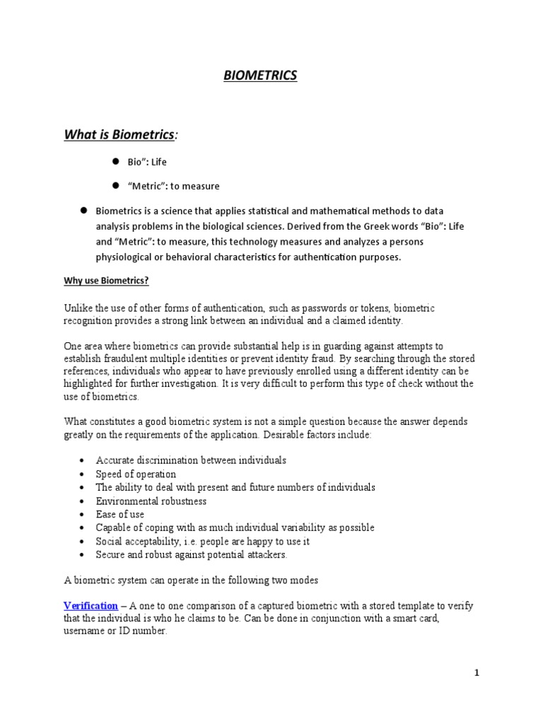 Why Use Biometrics? PDF Biometrics Fingerprint