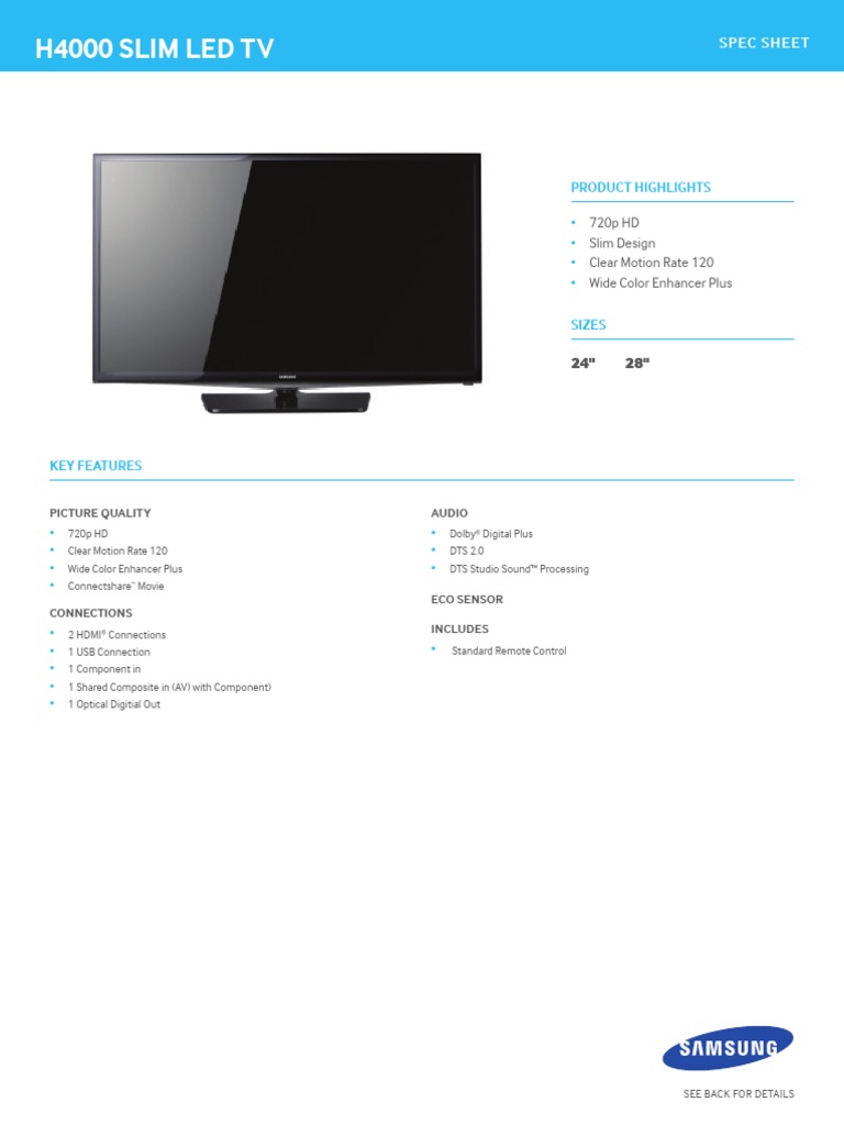 Samsung Un24h4000af Un24h4000afxza Manual de Usuario PDF Hdmi