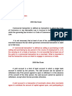 Bar Exam Questions on Commercial Transactions and Contract Formation