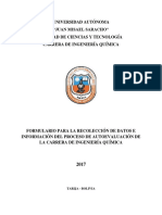 Formulario para La Recolección de Datos e Información Del Proceso de Autoevaluación IQU