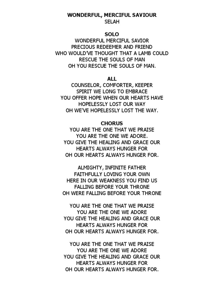 Wonderful Merciful Savior Lyrics | PDF | Religion & Spirituality