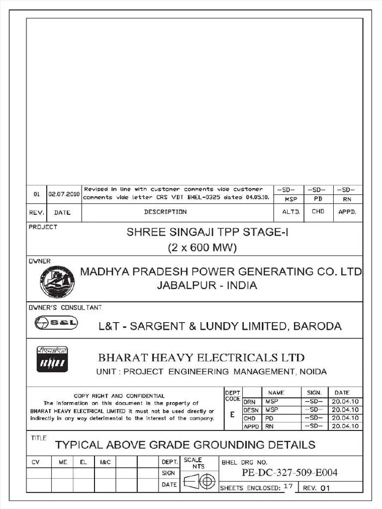 BHEL Earthing Drawing | PDF | Fuse (Electrical) | Watt