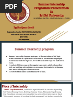 Summer Internship Programme Presentation At: Sri Sri University