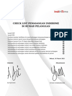 Check List Pemasangan Indihome Di Rumah Pelanggan: Bekasi, 16 Maret 2021