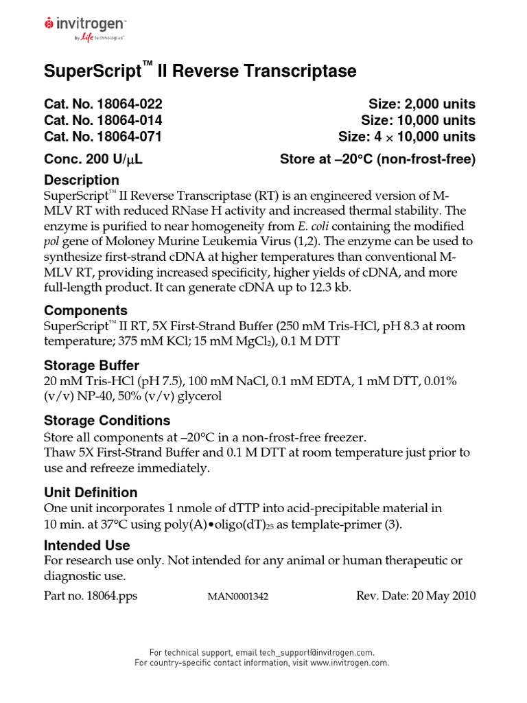 Superscript Ii Reverse Transcriptase: 29, 517. Acids Res. 16, 265 | PDF ...