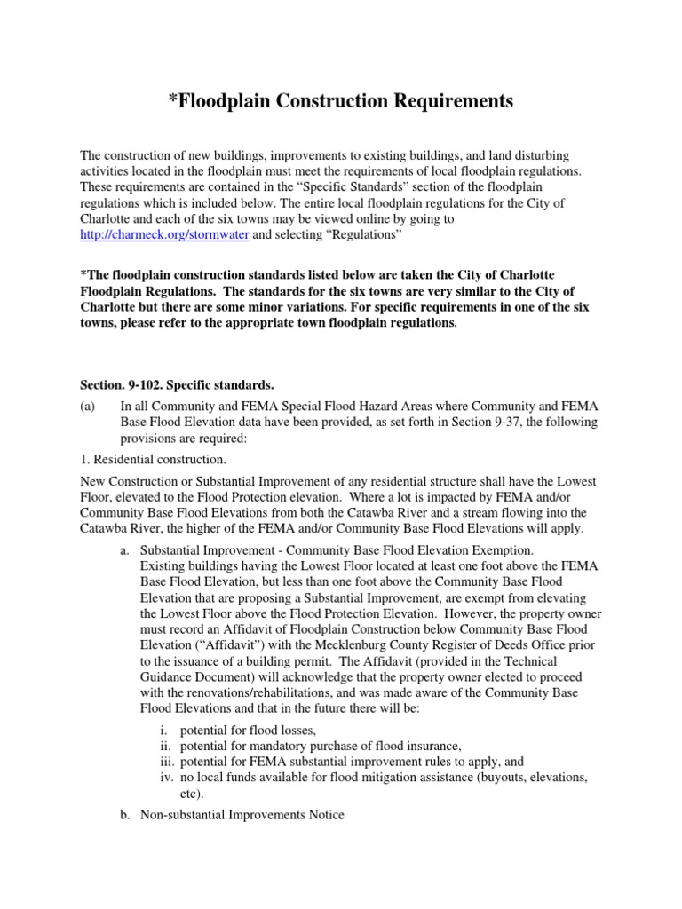 Floodplain Construction Standards | PDF | Floodplain | Flood