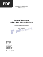 Software Maintenance As Part of The Software Life Cycle: Department of Computer Science Tufts University