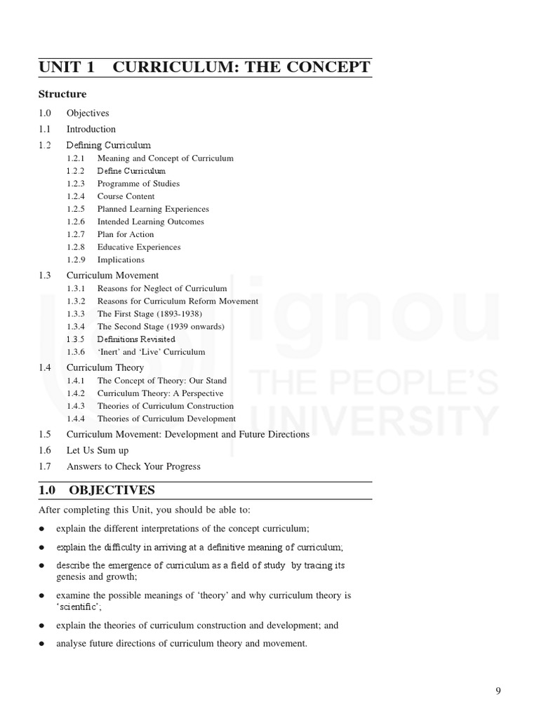 Unit 1 Curriculum: The Concept: Structure | PDF | Curriculum | Concept