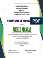 Certificate of Appreciation for Resource Speaker at Sto. Niño Senior High School