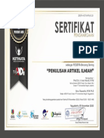 Sertifikat Pelatihan Penulisan Artikel Ilmiah