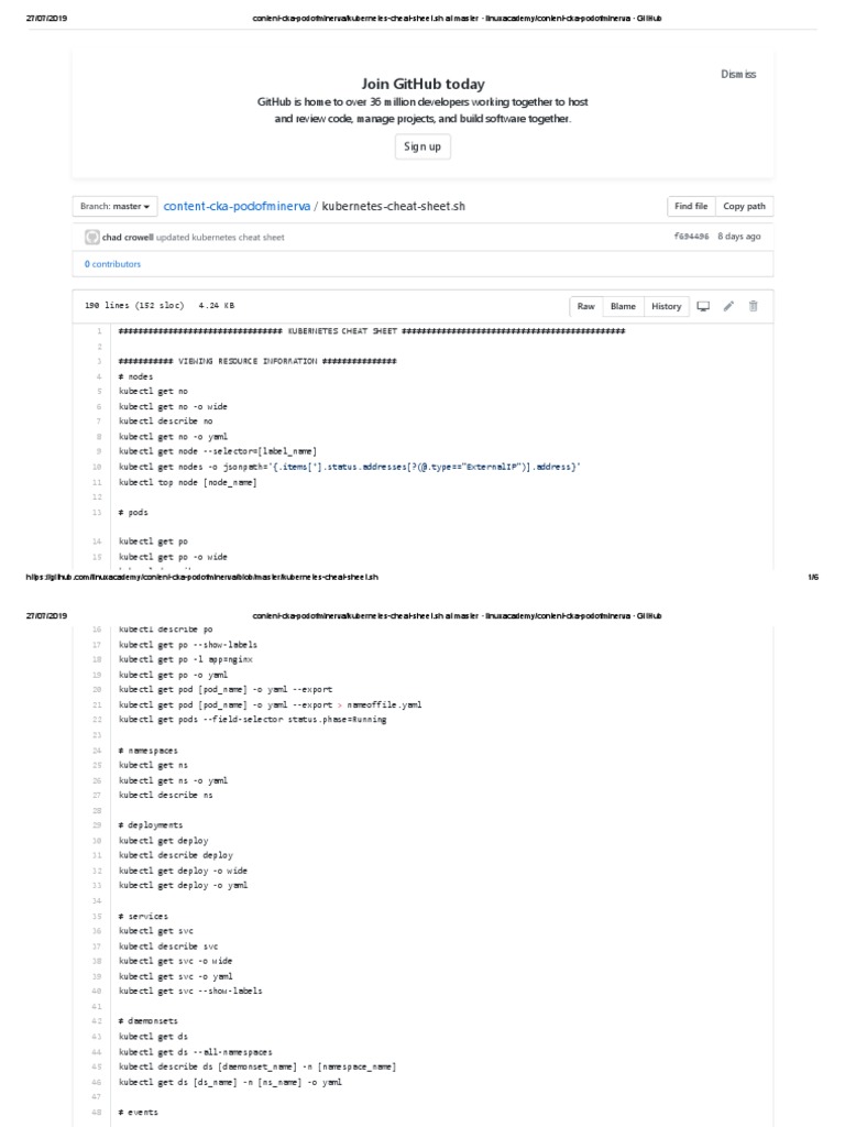 Kubernetes Command Cheat Sheet | PDF | Information Technology ...