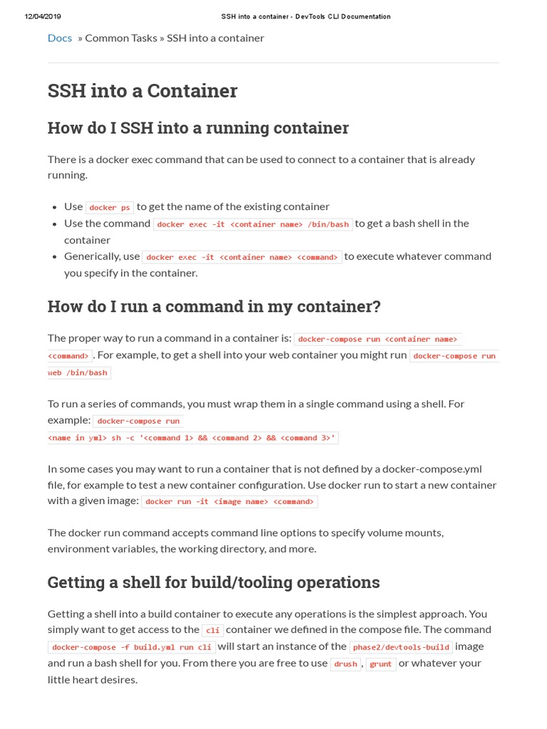 SSH Access to Docker Containers | PDF | Shell (Computing) | Command ...