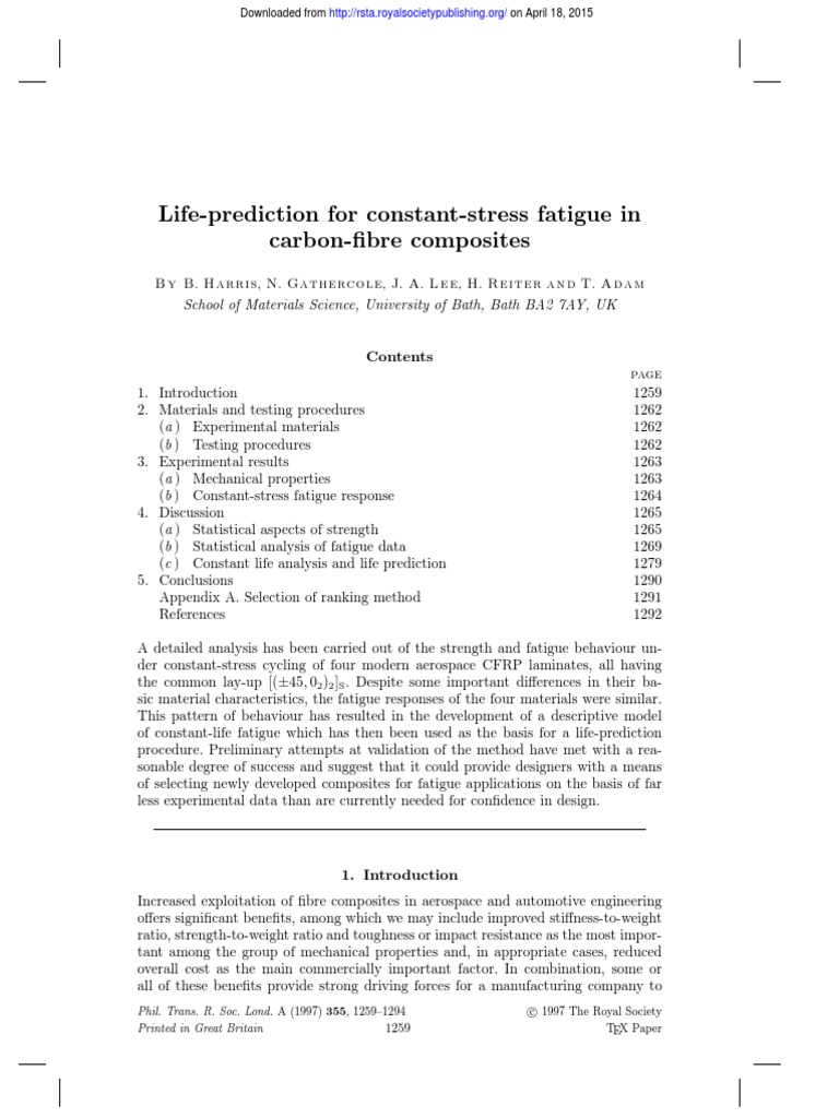 Life Prediction in CFRP Composites | PDF | Composite Material | Fatigue ...