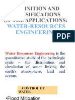 Definition and Classifications of The Applications:: Water-Resources Engineering