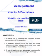 Accounting Policy - Cash Receipts and Bounced Checks