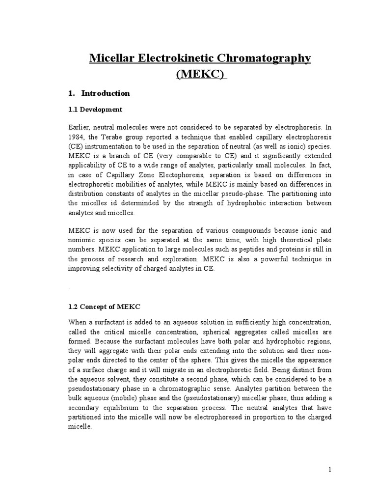 Micellar Electrokinetic Chromatography Overview | PDF | Physical ...
