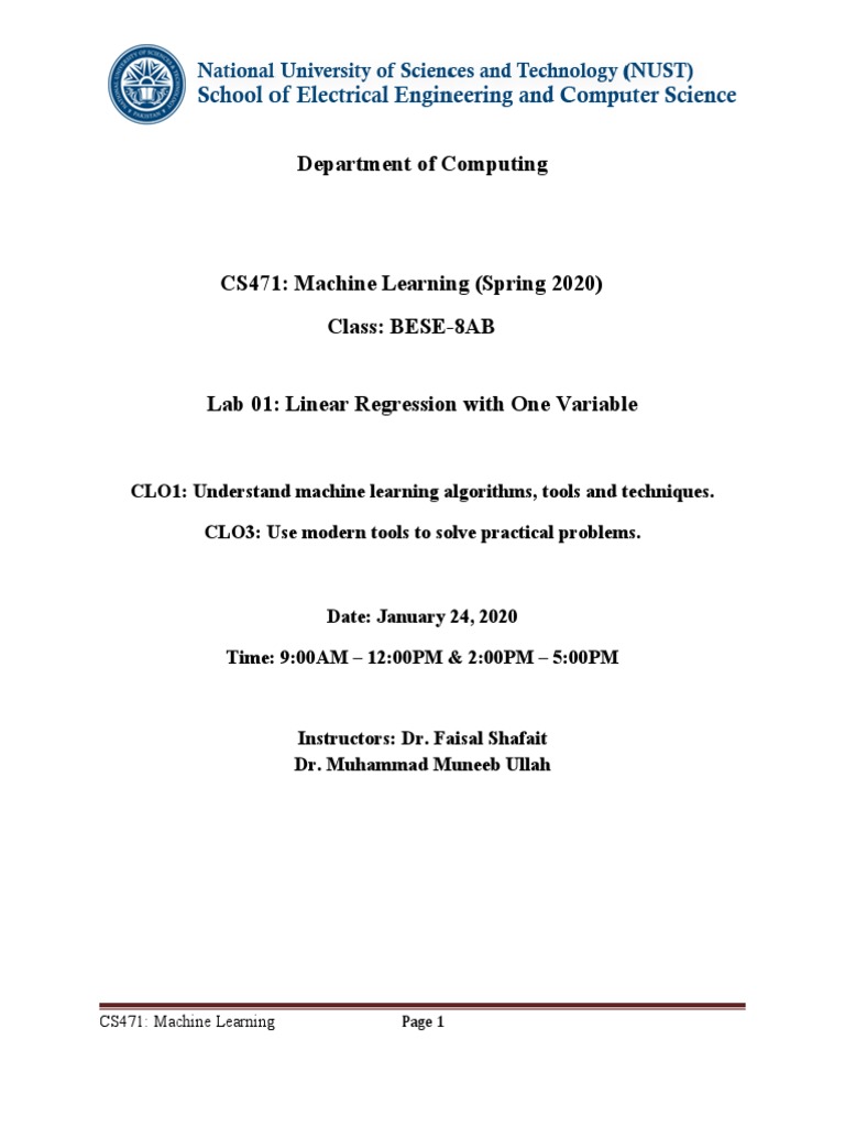 Linear Regression Lab Guide | PDF | Regression Analysis | Machine Learning