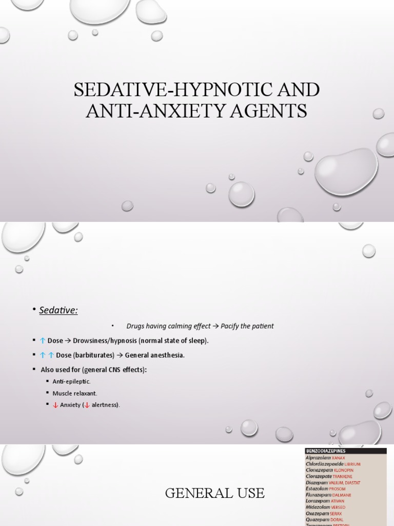 Lecture 11 Sedative-Hypnotic and Anti-Anxiety Agents | PDF ...