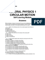 General Physics 1 Circular Motion: Self-Learning Module Answers
