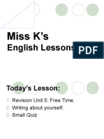 Miss K's English Lessons (Unit 5 + Writing)