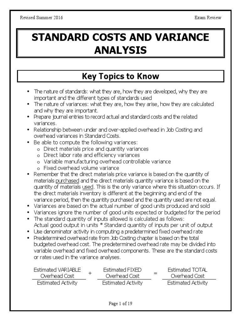 Standard Costs and Variance Analysis ER | PDF | Cost Of Goods Sold ...