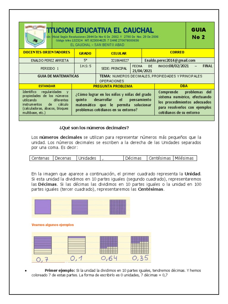 Gui A Taller de Matematicas Grado 5° | PDF | Notación Matemática ...