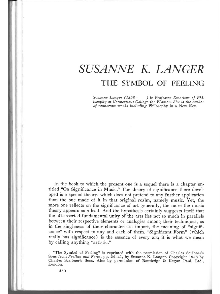 Langer The Symbol of Feeling | PDF | Intuition | Reason