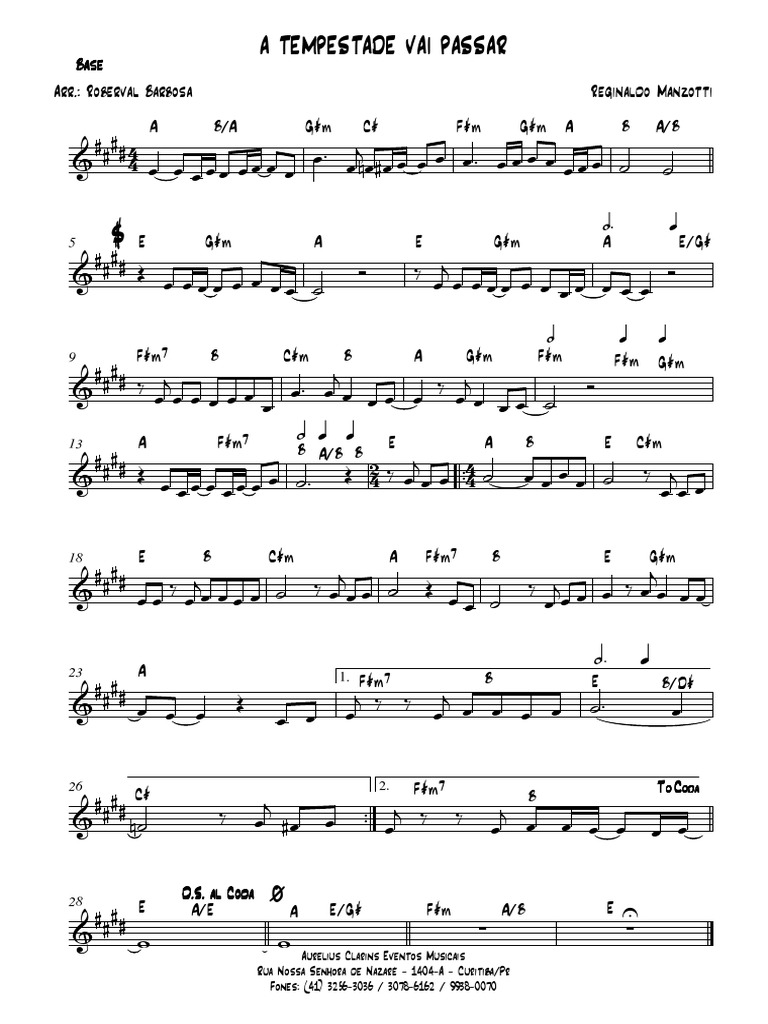 A Tempestade Vai Passar (Reginaldo Manzotti) - Base | PDF | Formas musicais