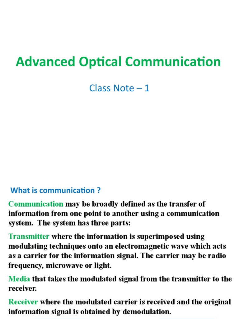 Ch-1 Adv Optical Fiber Comm | PDF | Fiber Optic Communication | Optical ...