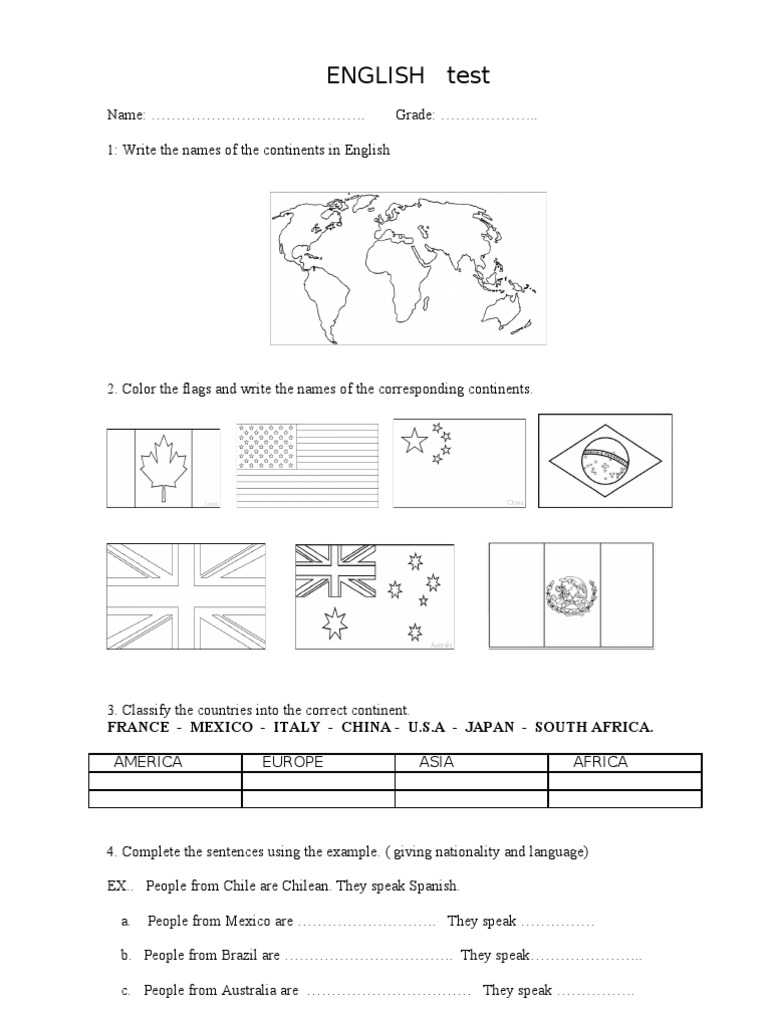 English Test (The World) | PDF