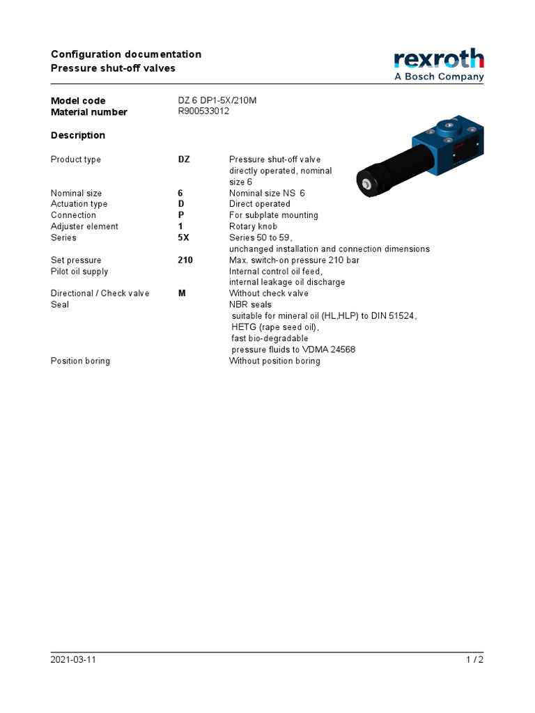 Configuration Documentation Pressure Shut-Off Valves: Model Code ...