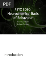 PSYC 3030: Neurochemical Basis of Behaviour: University of Guelph Dr. Sarah Thackray