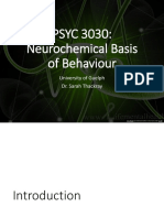 PSYC 3030: Neurochemical Basis of Behaviour: University of Guelph Dr. Sarah Thackray