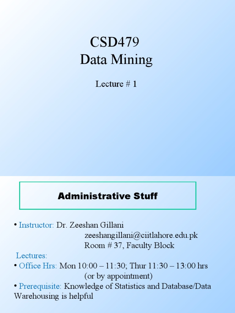 Lecture 1-Introduction To Data Mining - M | PDF | Data Mining | Data ...